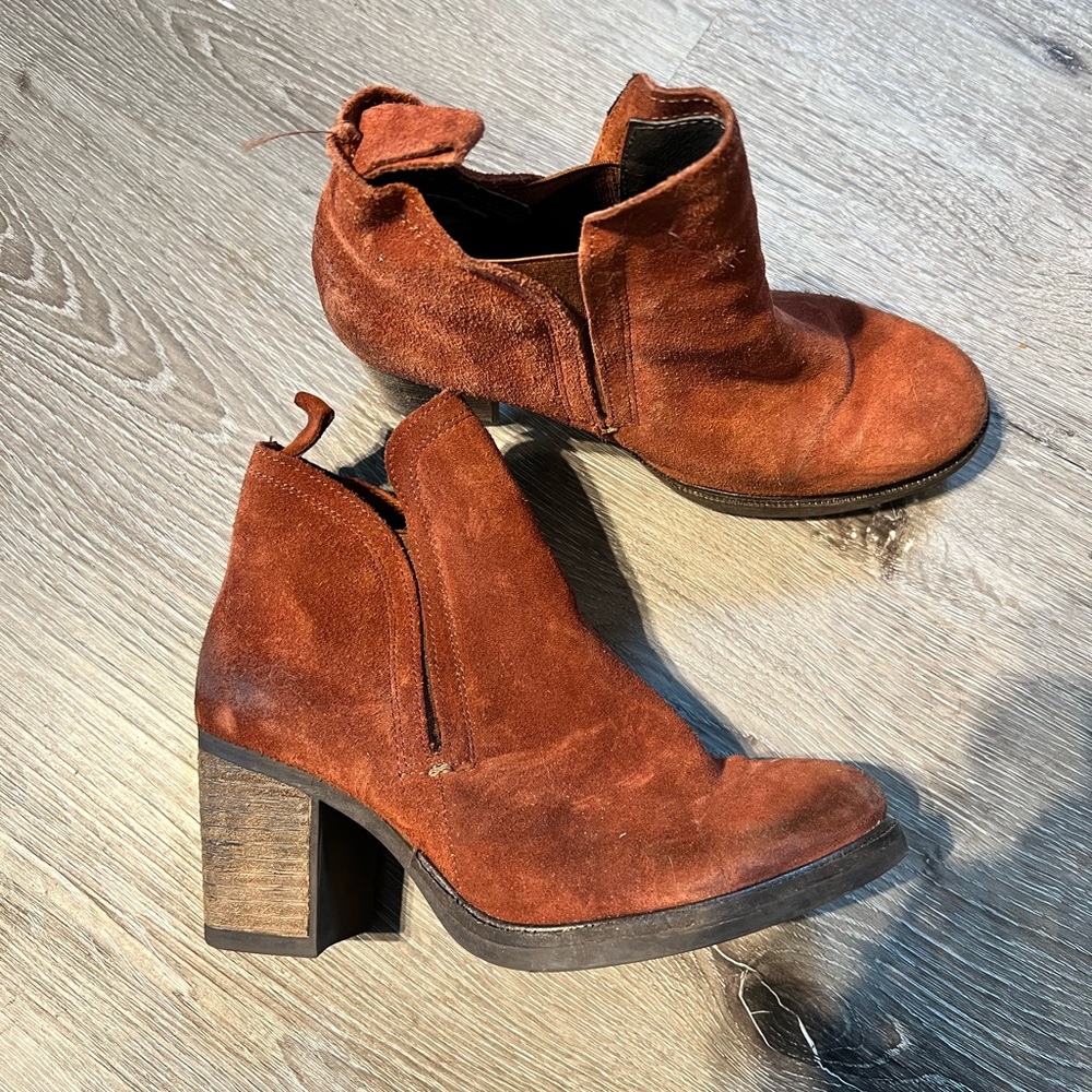 Suede Pull on Ankle Boots